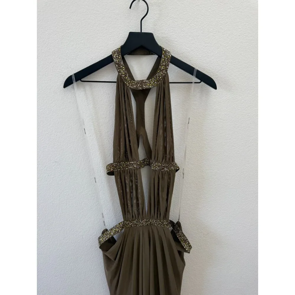 Jaded London 6AM Cut Out Maxi Dress in Moss US 4 new condition - Picture 6 of 13